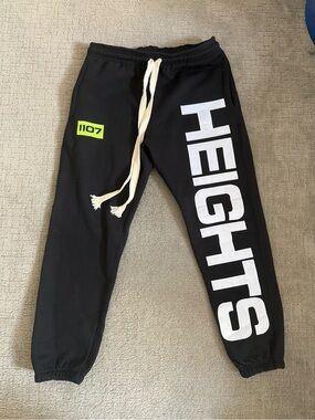 Men's Black 'HEIGHTS' Graphic Jogger Sweatpants with Cream Drawstring
